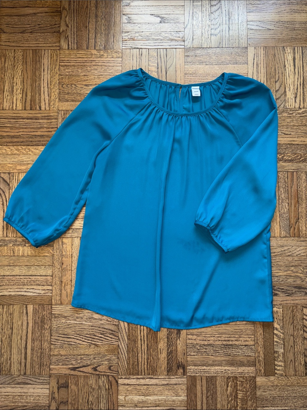 Old Navy Teal Round-Neck 3/4 Sleeve Peasant Top